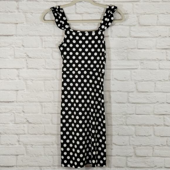 A Vero Moda Women's Black White Polka Dot Ruched Cut Out Tie Mini Dress NWT S - Picture 9 of 13